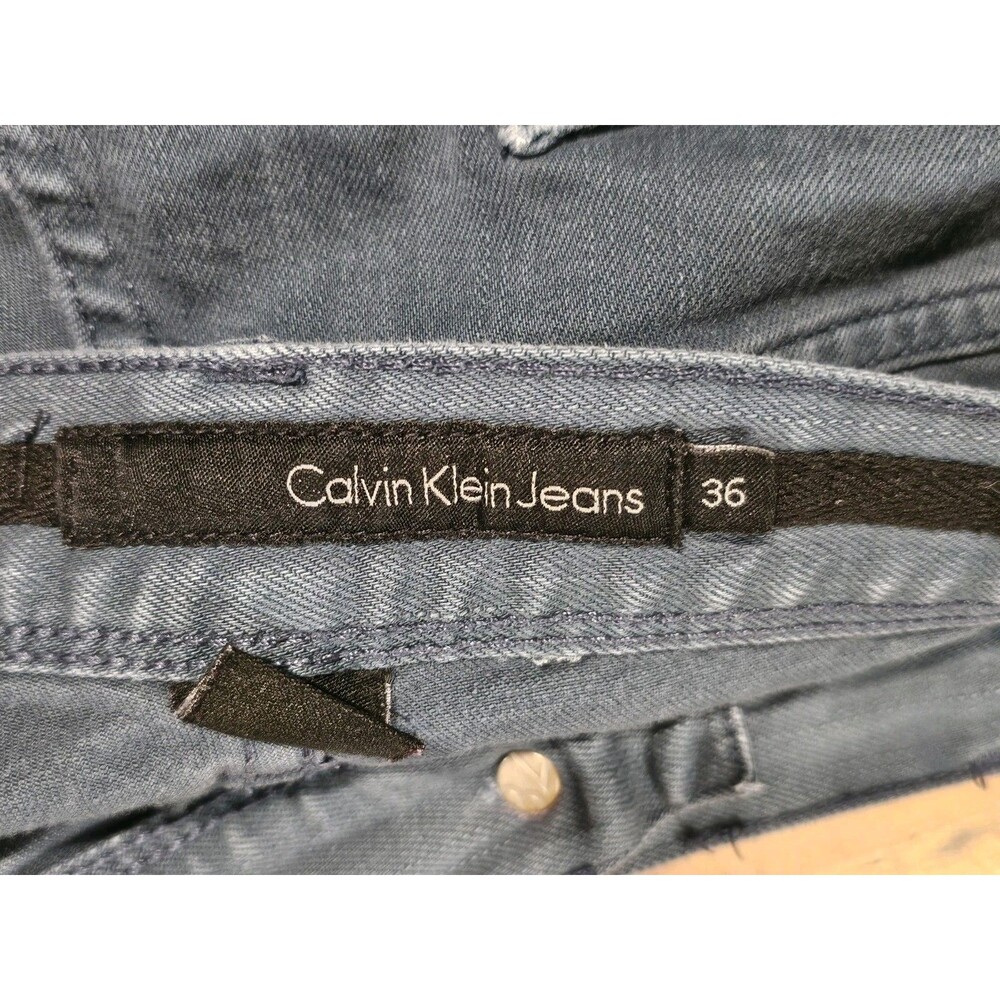 Calvin Klein Jeans Mens Straight Leg Mid Rise 36X32 Teal 5 Pocket - Picture 9 of 11